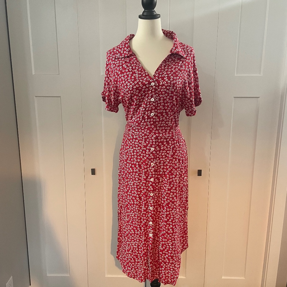 Red and white ditsy dress
